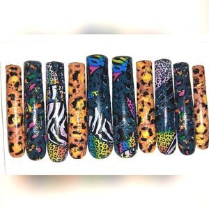 Hand crafted custom 10pc 3xl long acrylic press on nails sz large